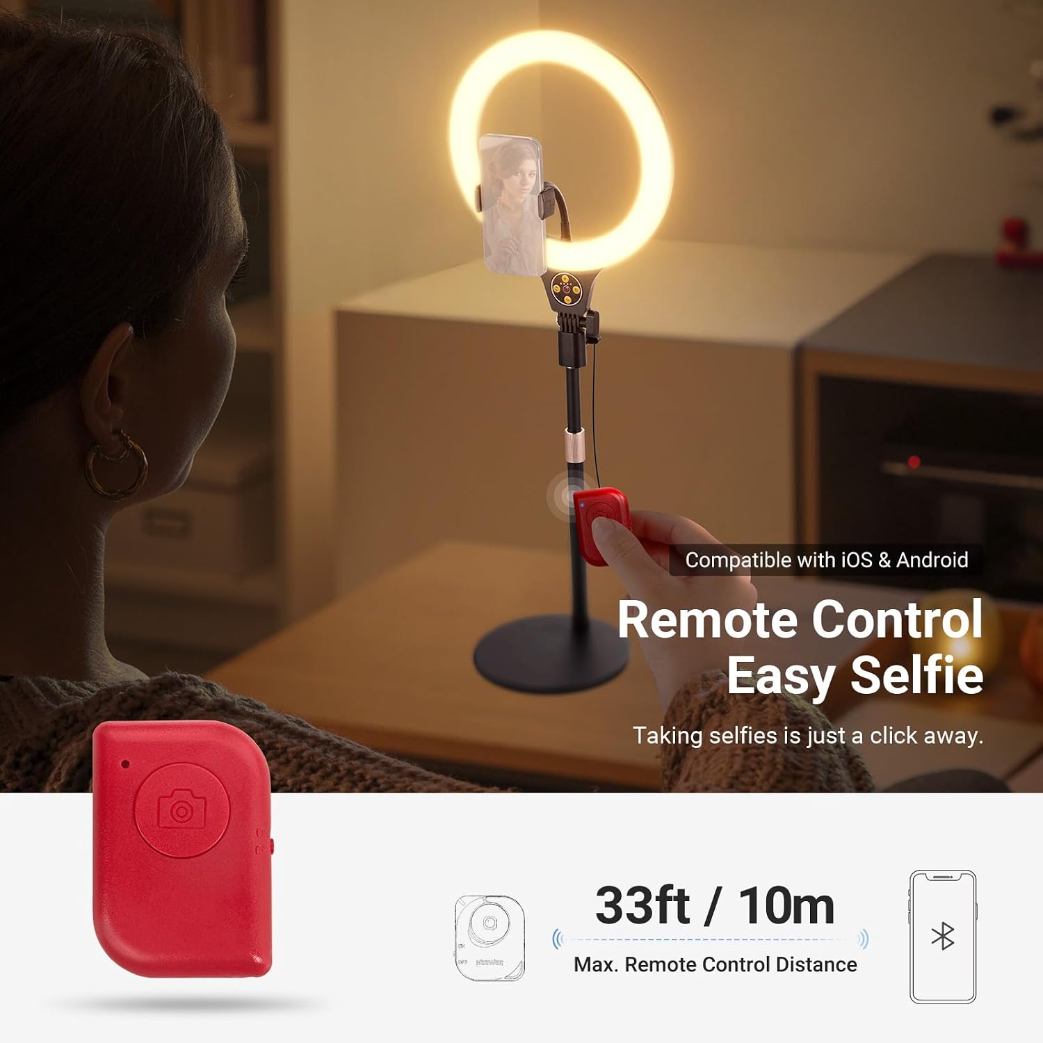 Detalle de NEEWER Entry Level Version N37 10.5" RGB Ring Light with Desk Mount and Phone Holder