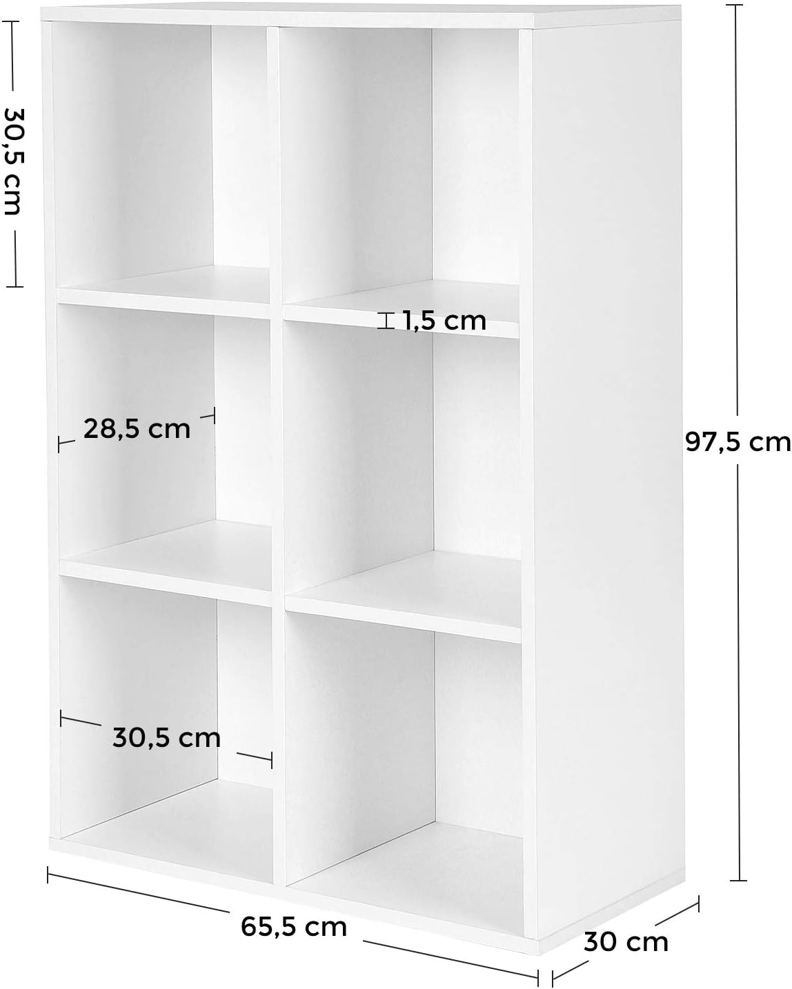 Thumbnail 6 de VASAGLE Bookcase LBC203D: 6-compartment cube-style bookshelf in Cloud White