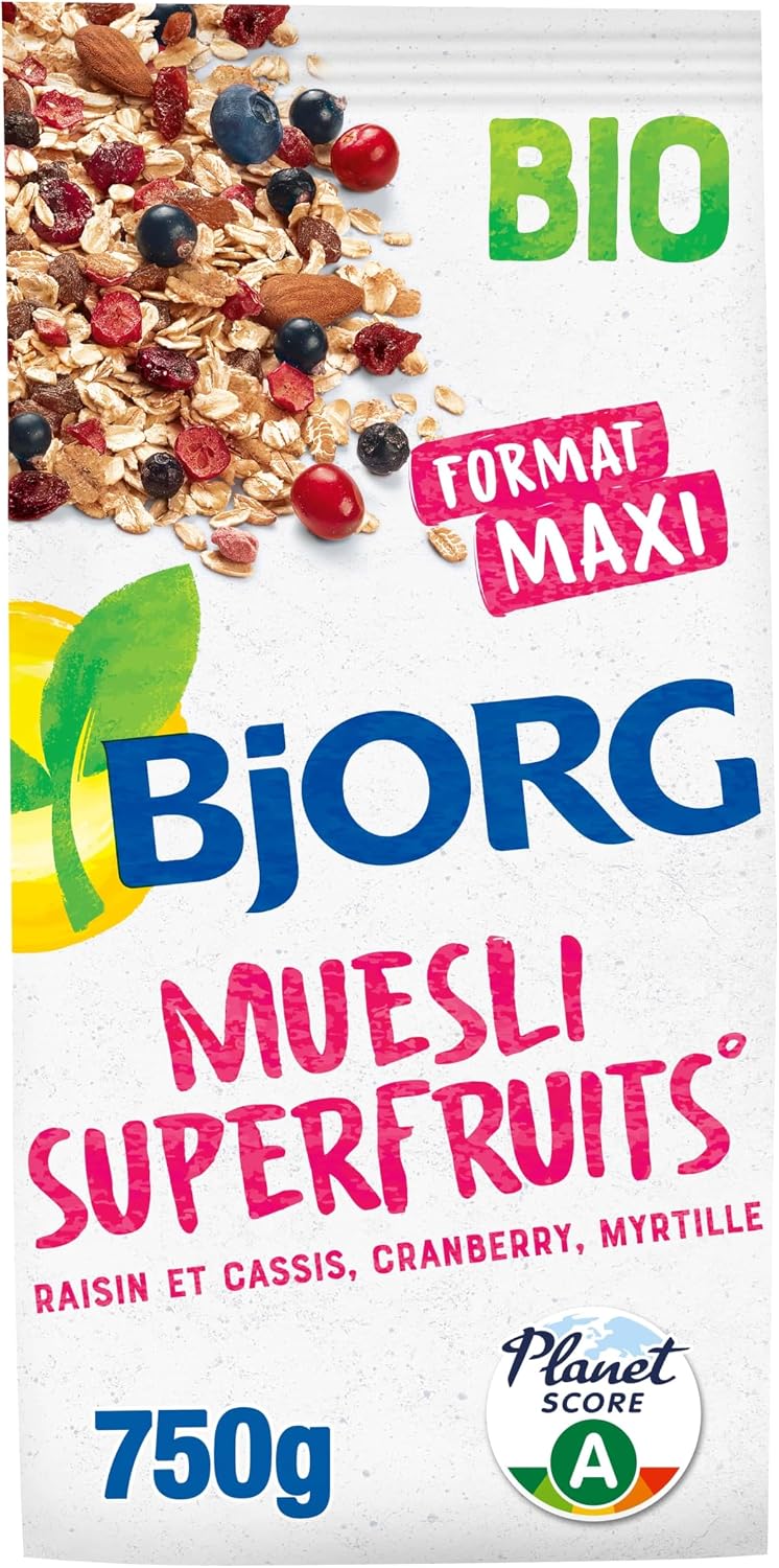 Thumbnail 6 de BJORG Muesli Superfruits Bio – Raisin, Cassis, Cranberry et Myrtille, céréales complètes, sans sucres ajoutés, format XXL 1,5 kg