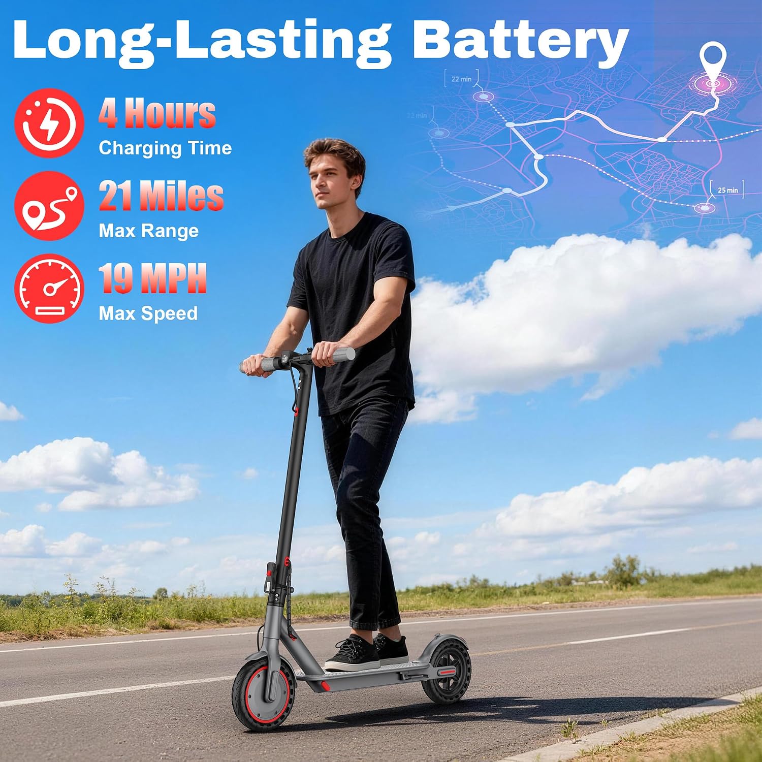 Thumbnail 2 de VOLPAM Electric Scooter with 8.5-inch Solid Tires