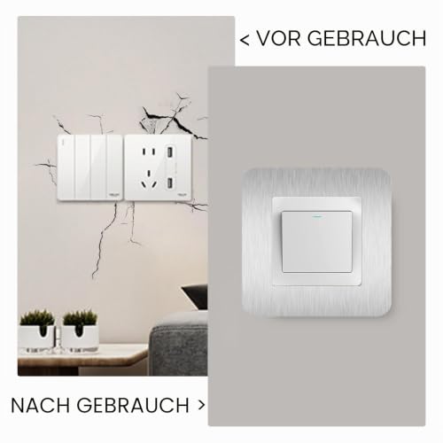 Detalle de KUKUJIWA 8 Stück Lichtschalter Schutz - Wandabdeckung aus Aluminium-Sperrholz, Silbrig