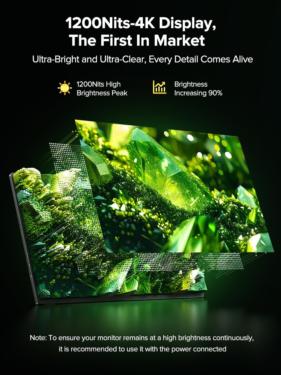 Detalle de Newsoul 4K Portable Monitor — 16" Ultra Bright, 1200 nits, 4K IPS Matte with USB-C & HDMI