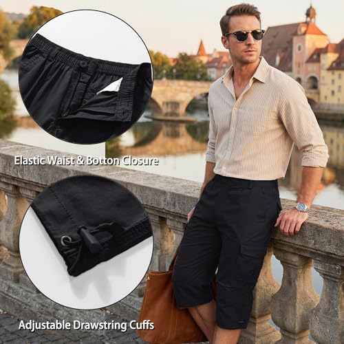 Thumbnail 3 de KEFITEVD Shorts Men 3/4 Cargo Capri Trousers Knee Length - Loose Fit