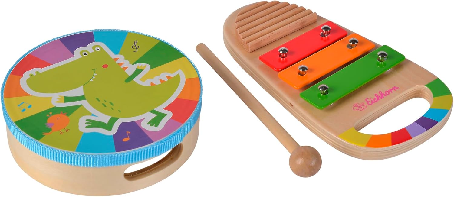 Thumbnail 1 de Eichhorn Musik-Set mit Handtrommel und Xylophon – 3-teilig, Birke- und Sperrholz, ab 1 Jahr