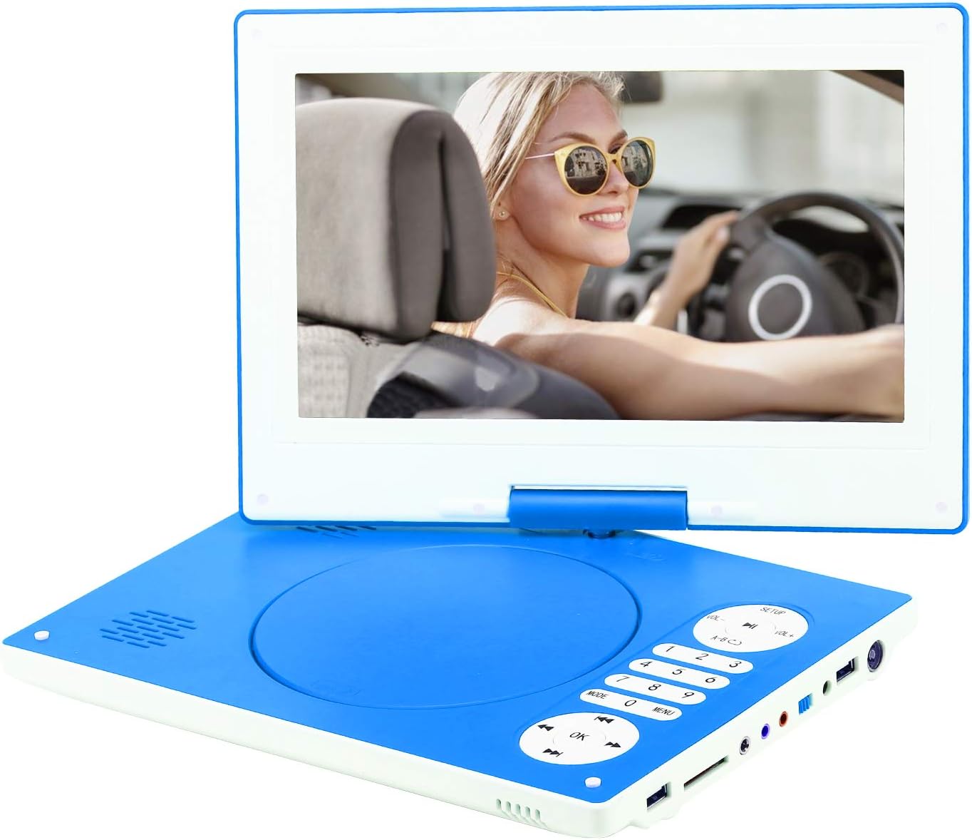 Detalle de YOOHOO Lecteur DVD portable 12,5" avec écran pivotant 270° et batterie rechargeable – divertissement nomade