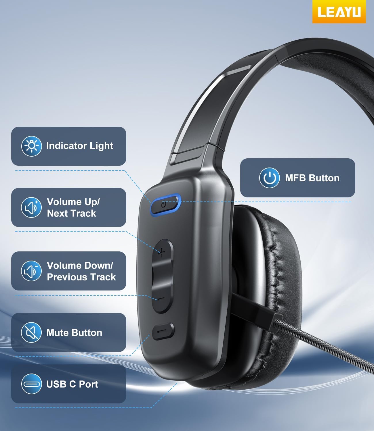 Thumbnail 6 de LEAYU 60hr Bluetooth Trucker Headset