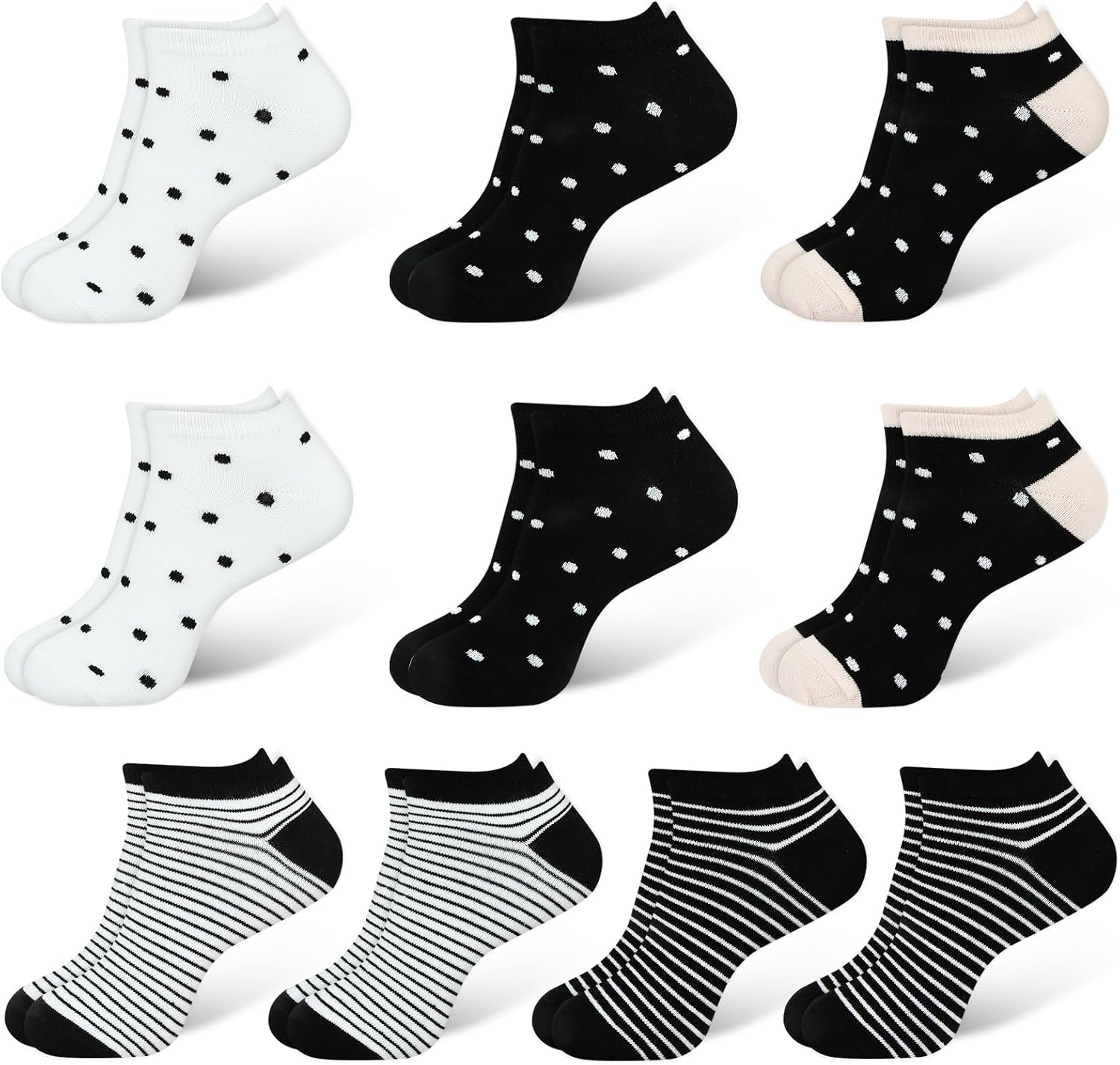 Detalle de DiULi 10 paires de chaussettes femme courtes fantaisie en coton (35-42)