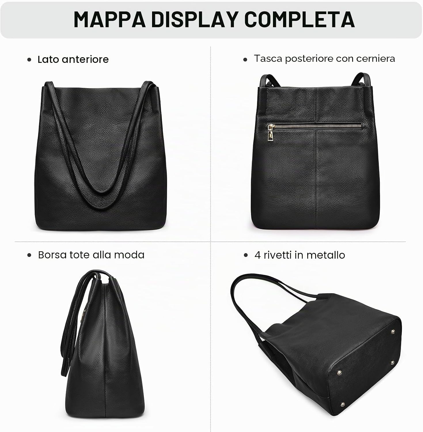 Thumbnail 5 de Kattee Borsa a tracolla da donna in morbida pelle con chiusura magnetica superiore, grande