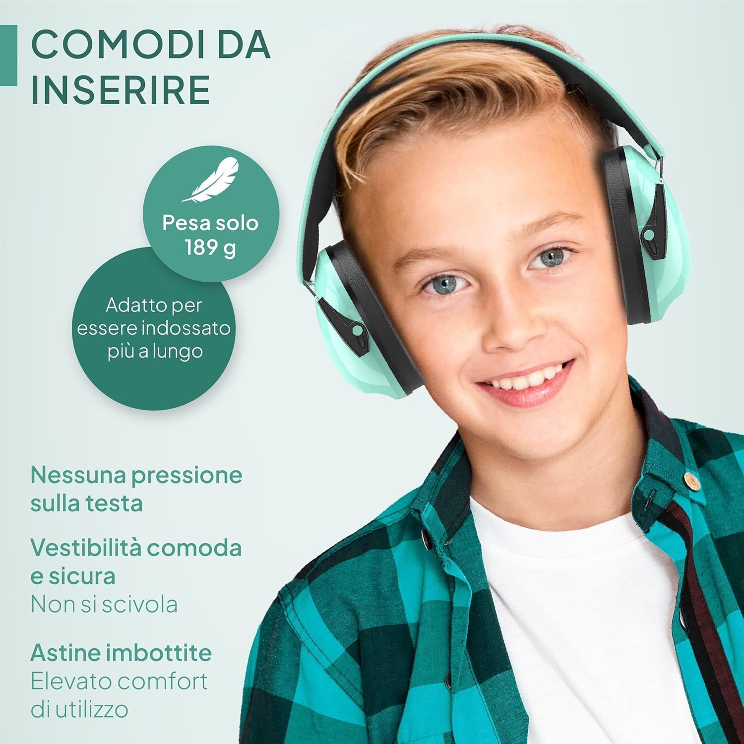 Thumbnail 3 de Senner KidsPro per bambini (fino a 12 anni) – cuffie antirumore regolabili con SNR 28 dB, turchese