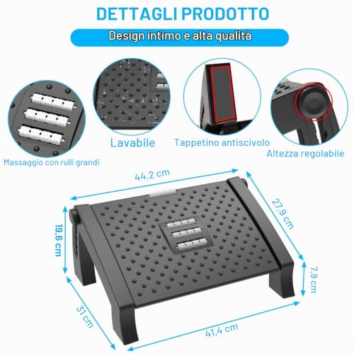 Thumbnail 4 de m zimoon poggiapiedi ergonomico regolabile con superficie massaggiante, 6 altezze