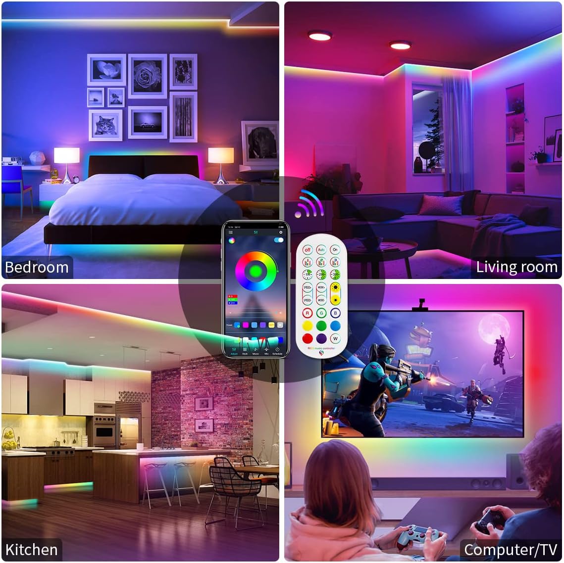 Thumbnail 4 de Daymeet 10M RGBIC LED Strip Lights with USB Power, Bluetooth App Control and Music Sync