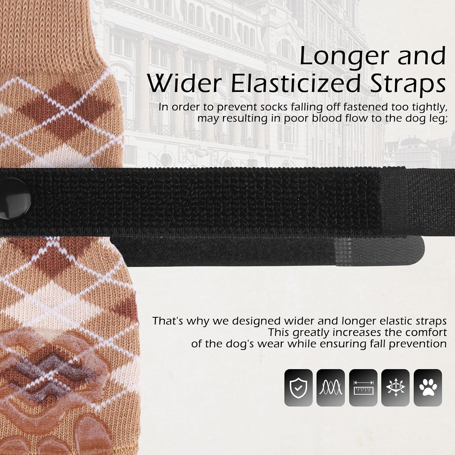 Detalle 2 de EXPAWLORER Dog Socks Khaki XS 4 Pack