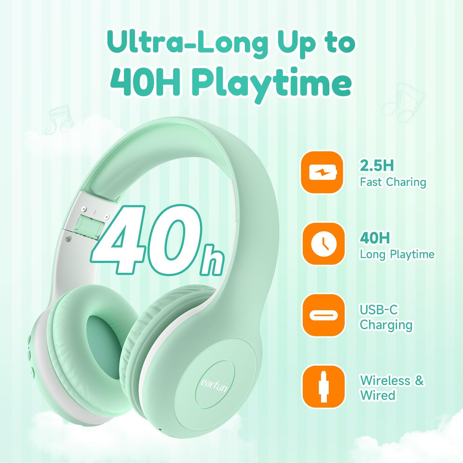 Thumbnail 5 de EarFun Bluetooth Kopfhörer Kinder 40 Std Akku