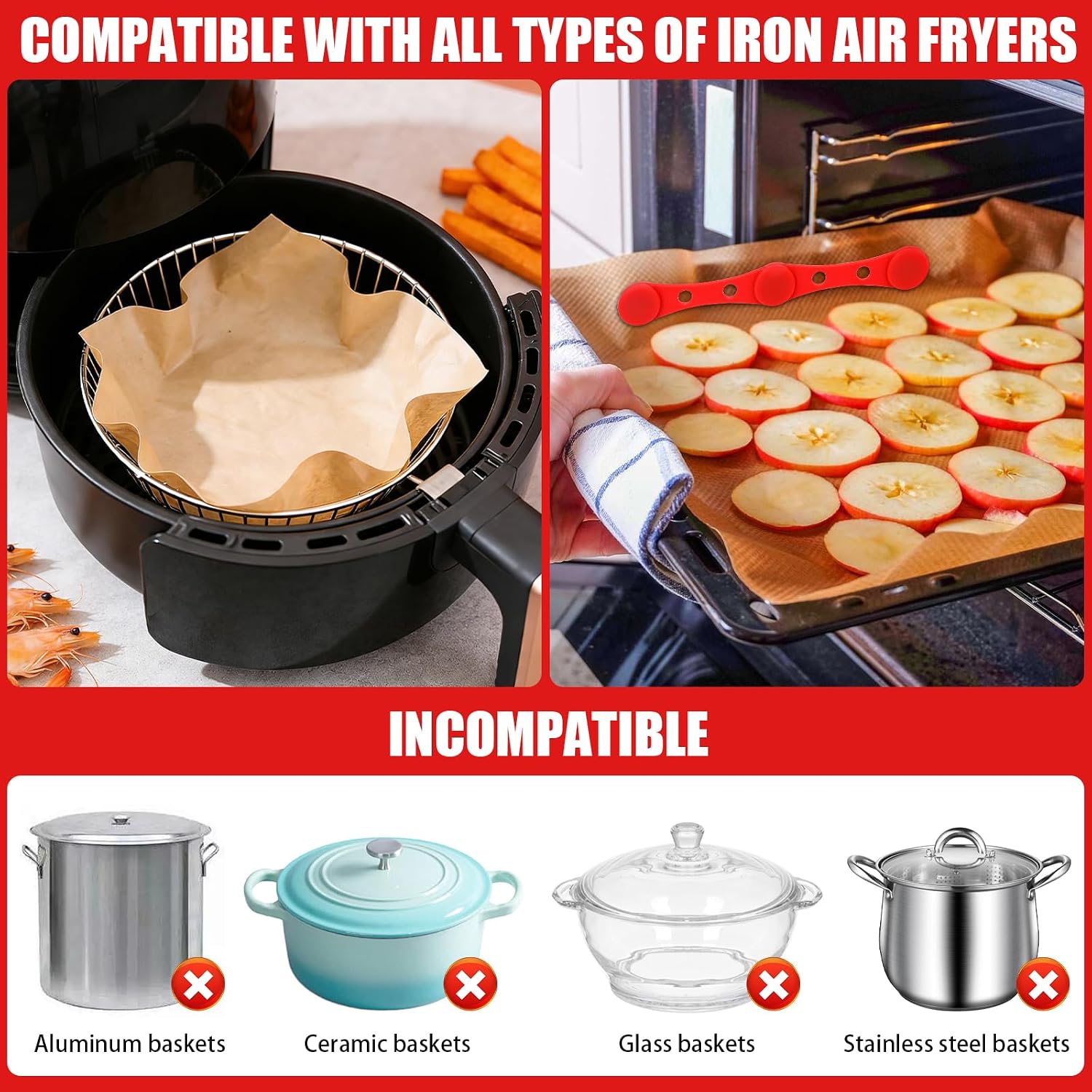 Detalle de TAIANJI Magnetset für Airfryer-Backpapier – 8 Stück silikonummantelte Magnete für sicheres Fixieren