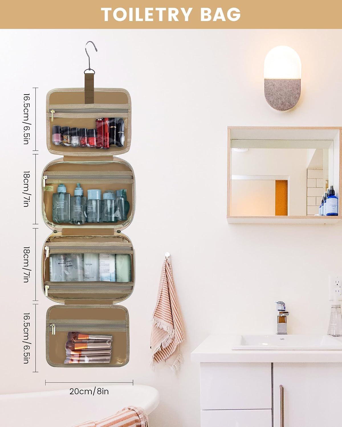 Thumbnail 2 de Kulturtasche für Damen LOVEVOOK von Kulturtasche Damen mit 360° drehbarem Haken – faltbare, wasserdichte Kulturbeutel groß