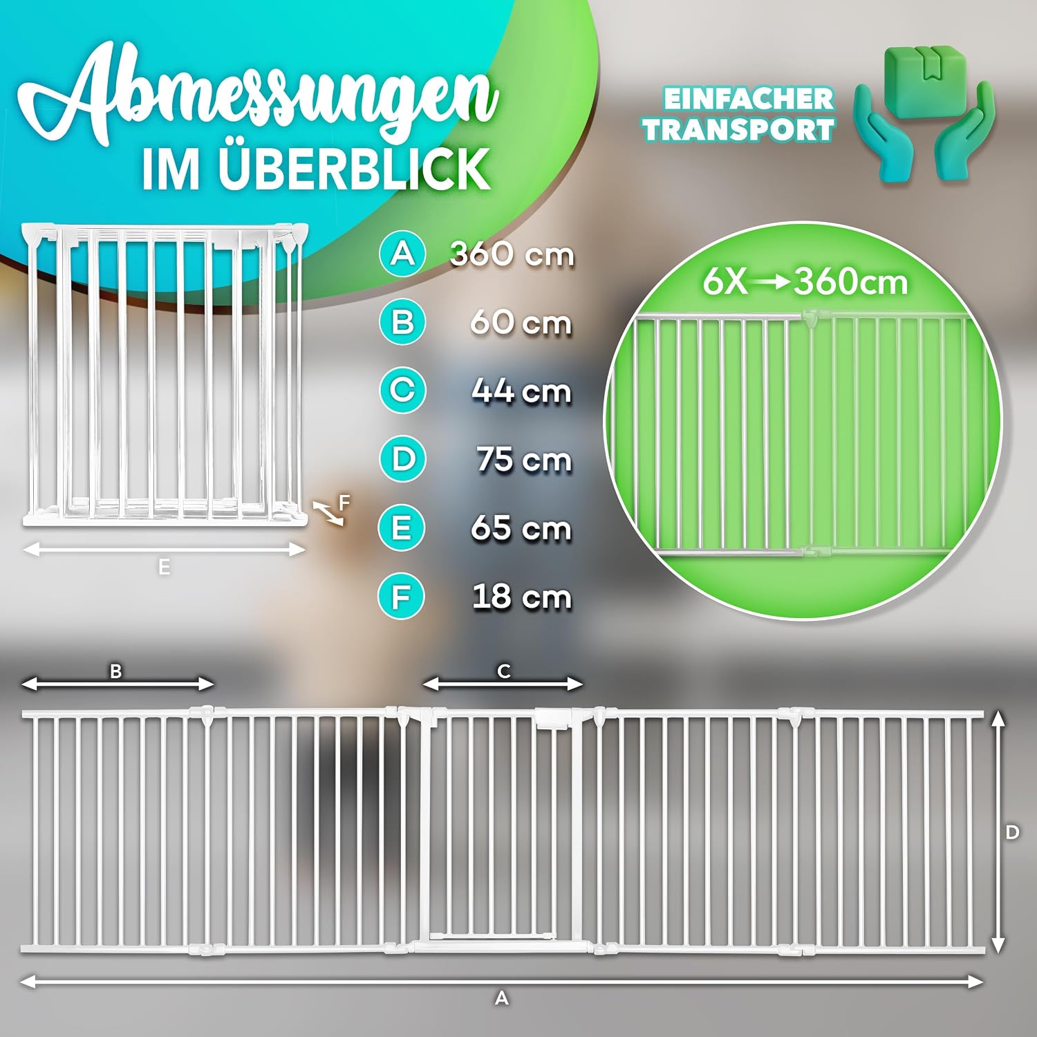 Thumbnail 1 de KIDUKU Kaminschutzgitter mit Tür Metall 360 cm – faltbares Konfigurationsgitter mit 6 Elementen in Weiß