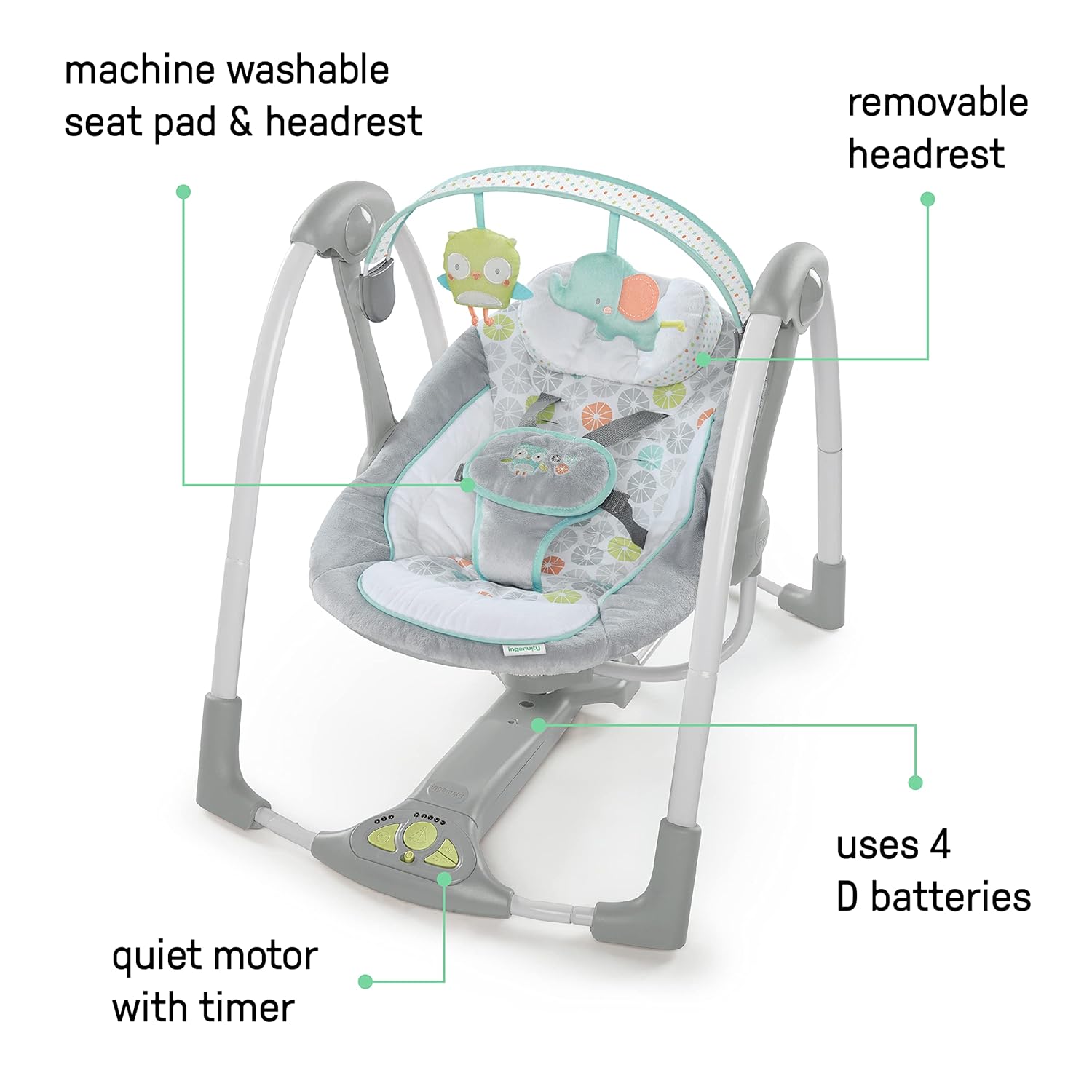 Detalle 2 de Ingenuity Babyschaukel Swing and Go Portable Swing – kompakt, leise und flexibel