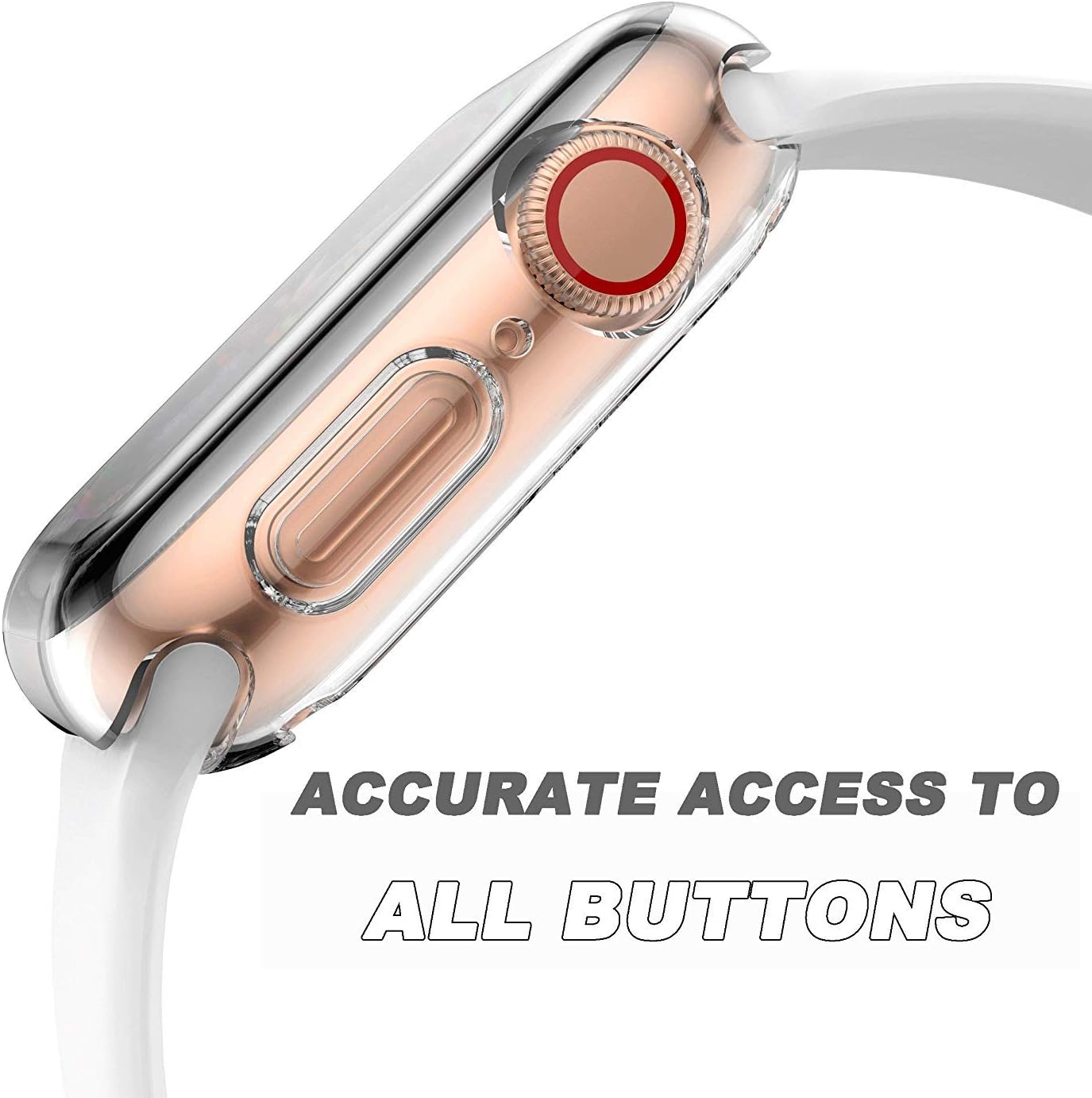Detalle 2 de Piuellia 2-Pack Transparent Case Screen Protector for Apple Watch 44mm (SE3/SE2/SE/6/5/4) – Ultra-Thin TPU Cover