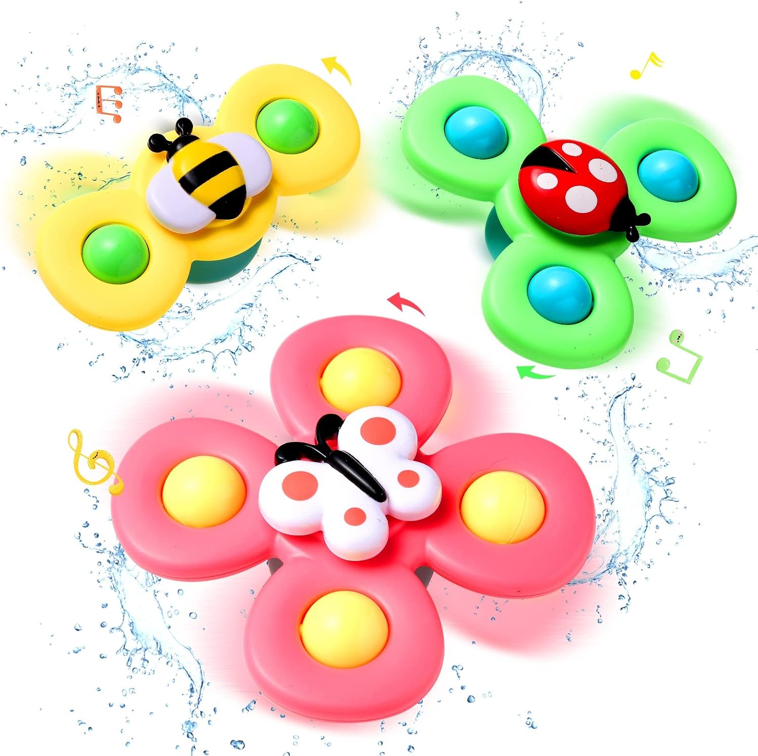 Detalle de Hooku 3-Piece Suction Spinner Toys for Toddlers 🎲