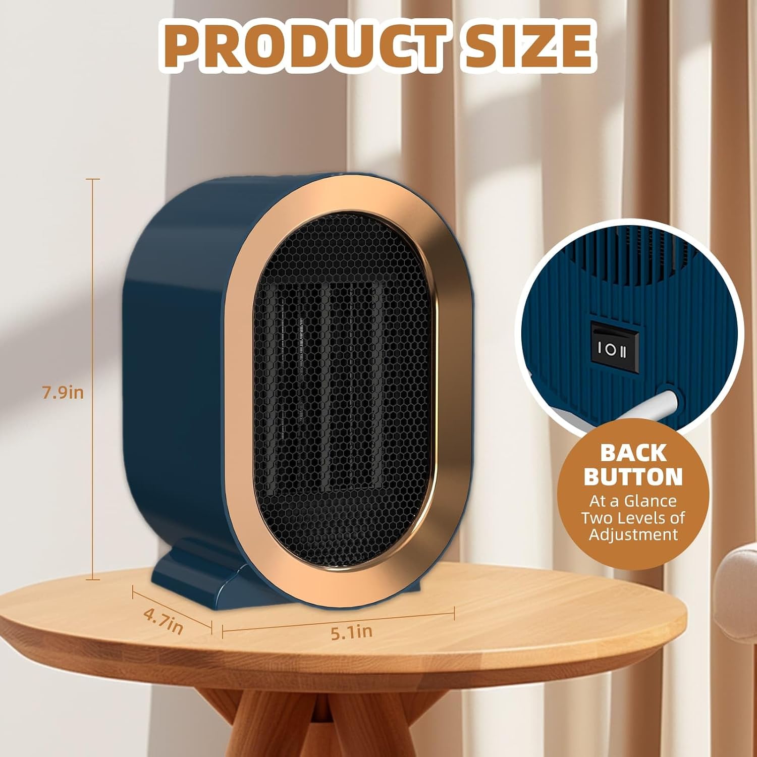 Detalle 2 de Portable Ceramic Heater 1200W fast heating fan heater