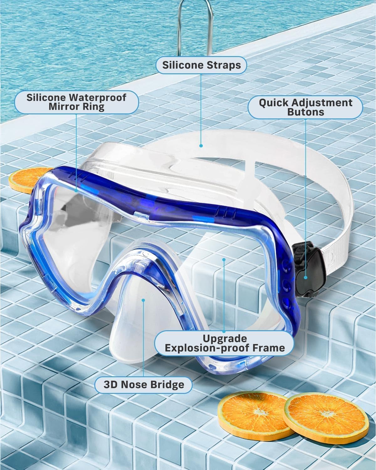 Thumbnail 3 de Lorrtta Snorkel Set for Adults: 180° Panoramic Mask with Dry Top Snorkel