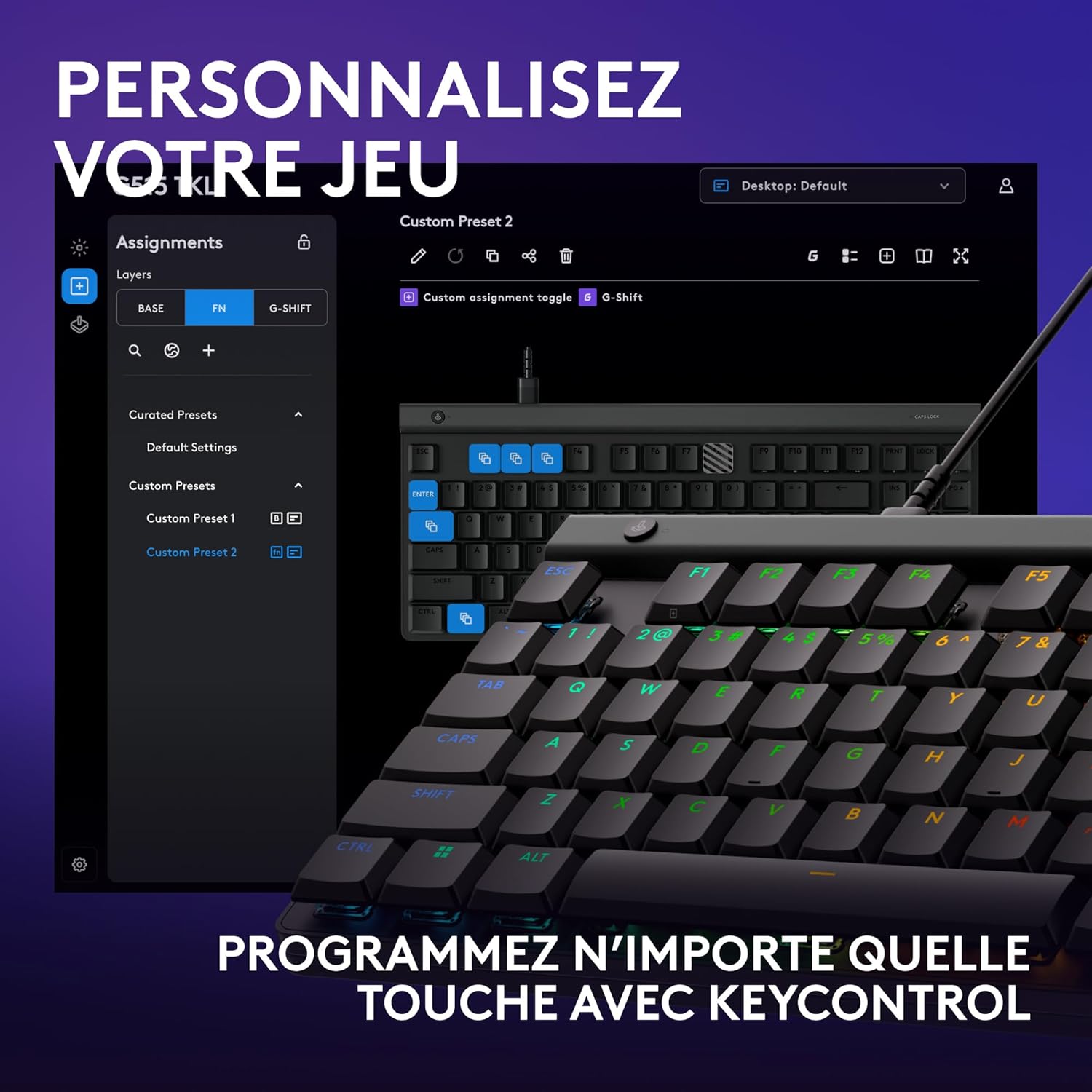 Thumbnail 4 de Logitech G G515 TKL — clavier gaming ultra-plat filaire AZERTY noir à touches PBT double couche et RVB personnalisable