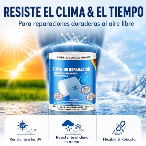 Thumbnail 6 de ATG Kit reparación piscina bajo el agua: cinta adhesiva impermeable 10×150 cm para parches transparentes