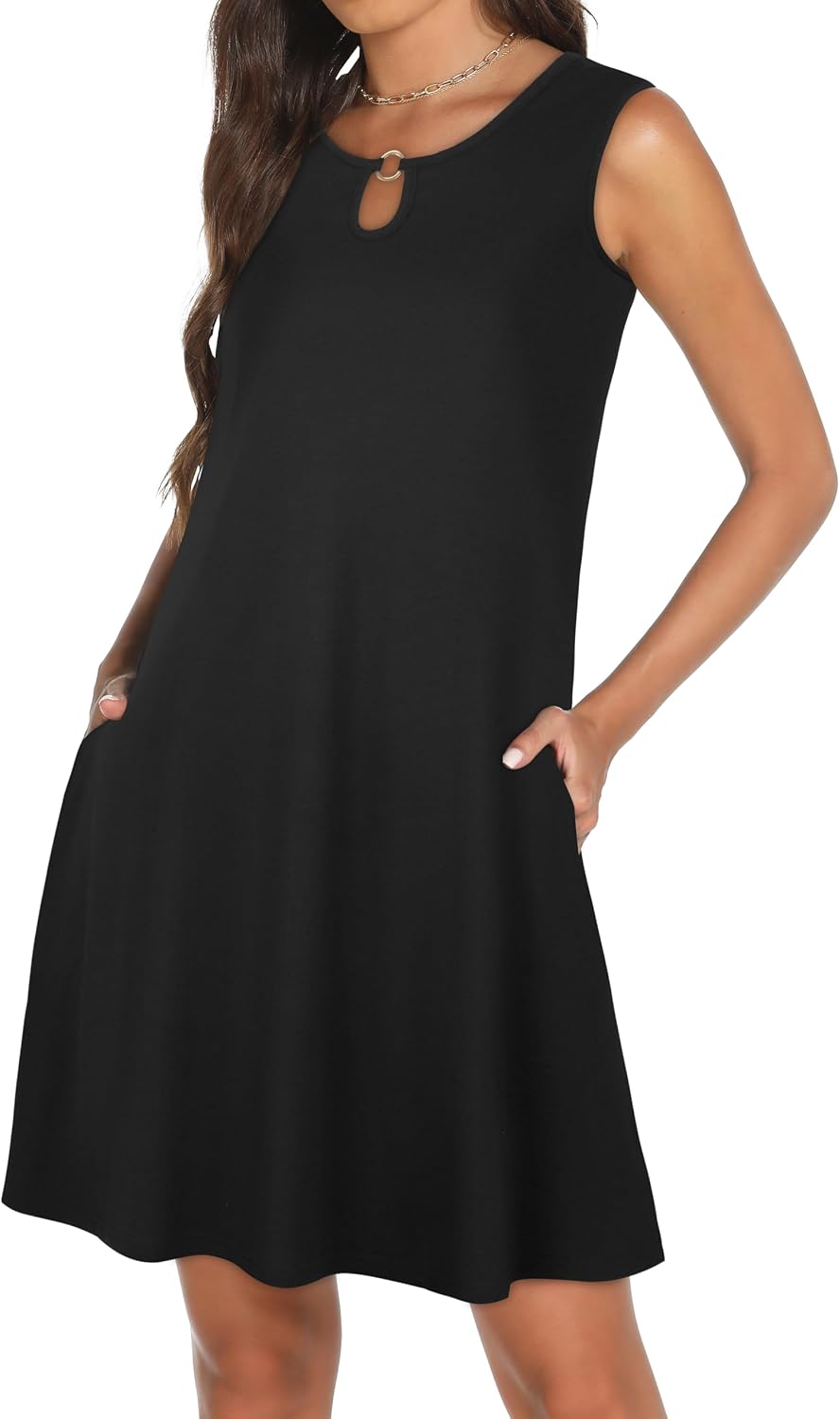 Thumbnail 2 de ADOREJOY Women's Sleeveless Floral Beach Sundress with Pocket and Ring Detail
