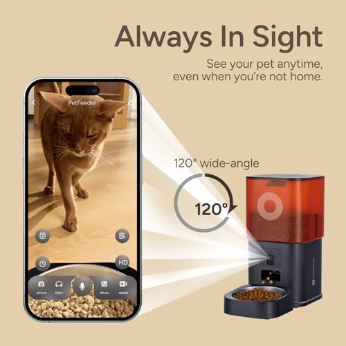 Detalle de MOLLY&CODY Distributeur automatique de croquettes avec caméra, 6 L, Wi-Fi 2,4 GHz