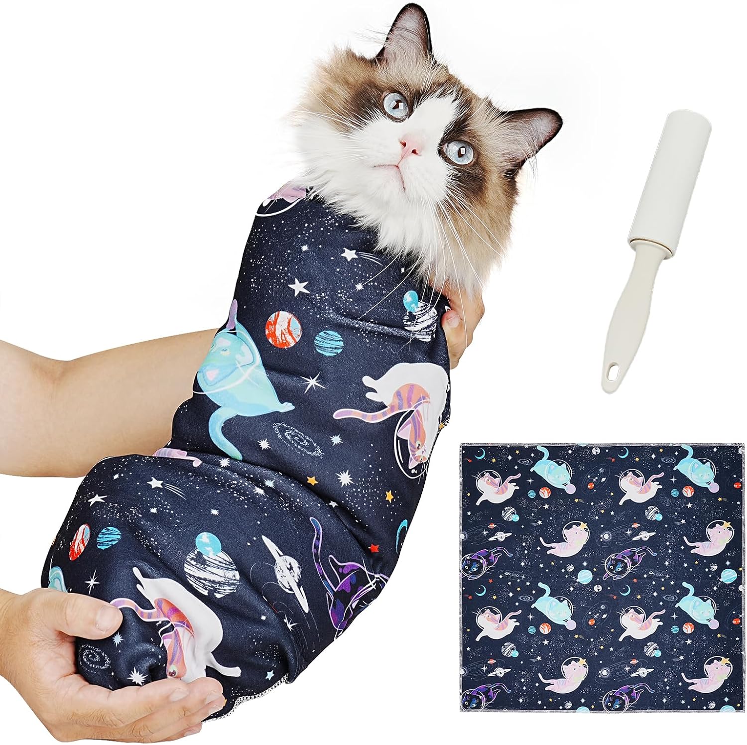 Detalle de Supet Cat Grooming Wrap, Self-Adherent Plush Swaddle for Nail Trimming