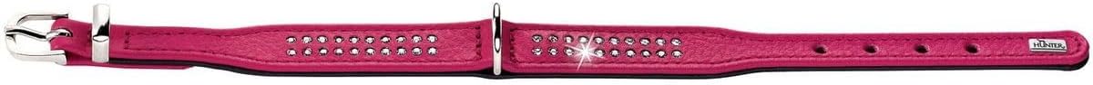 Detalle 2 de HUNTER DIAMOND PETIT Halsband für kleine Hunde – pink/schwarz, Leder, 37 (XS-S)