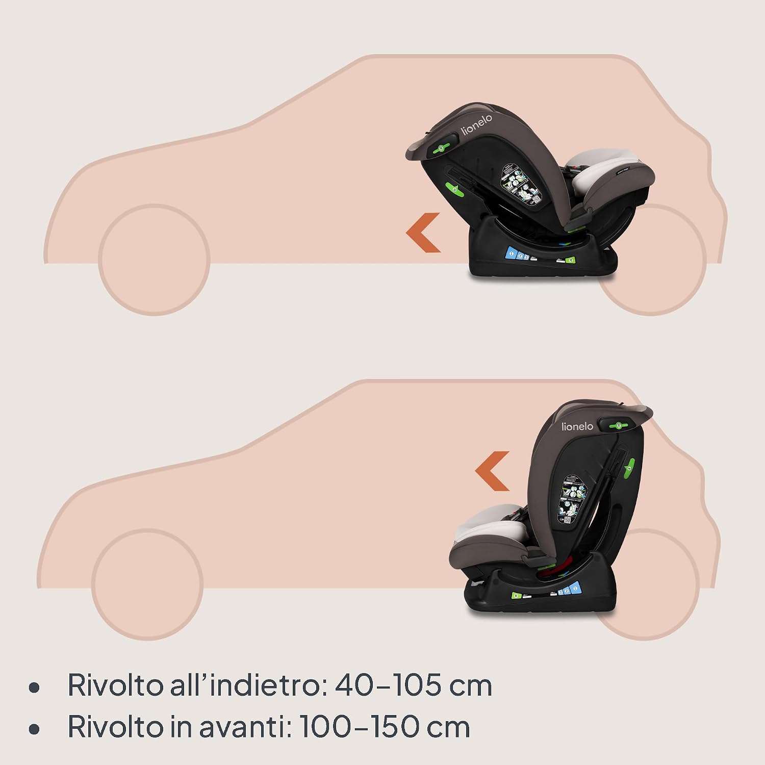 Detalle de LIONELO AART i-SIZE Seggiolino Auto R129 i-Size 40-150 cm con poggiatesta regolabile
