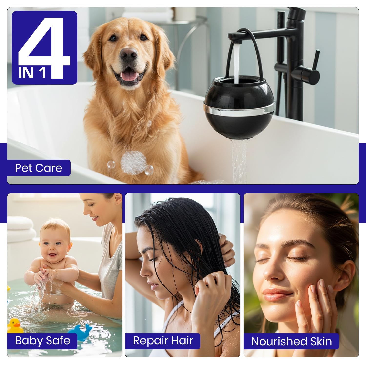 Thumbnail 5 de Crystal Quest Bath Ball Filter for Tub Faucet (Black) — BPA-Free Bathtub Water Filter