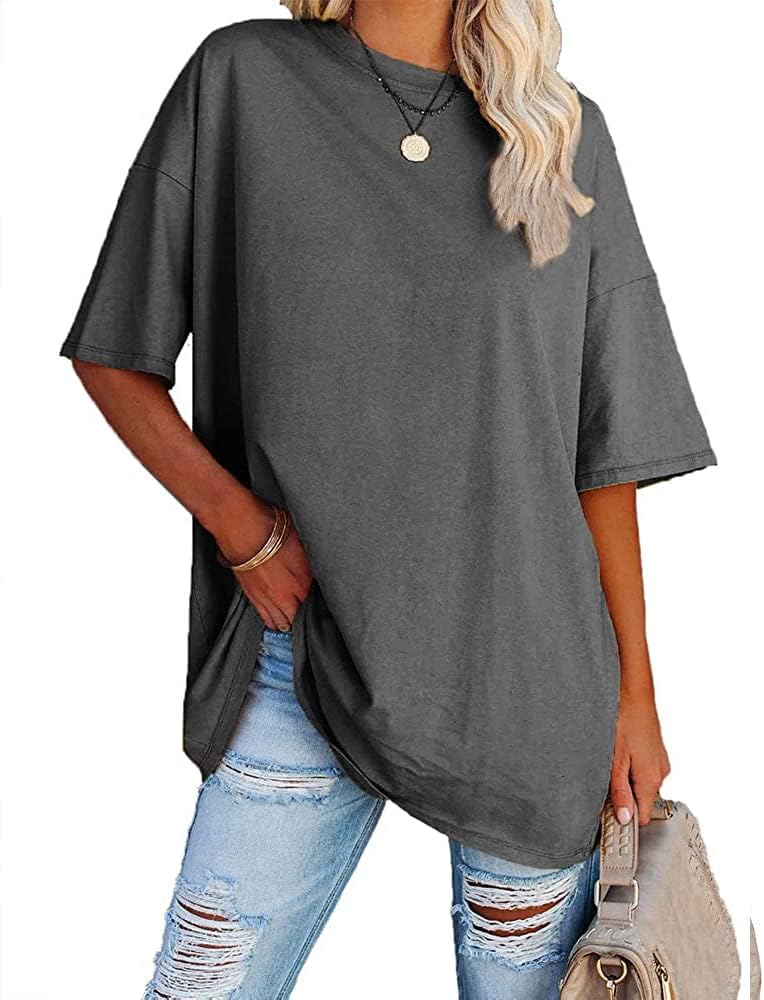 Thumbnail 6 de Ebifin Damen Oversize Rundhals Kurzarm Top – lässiges Basic Sommer-Tee in Boyfriend-Form