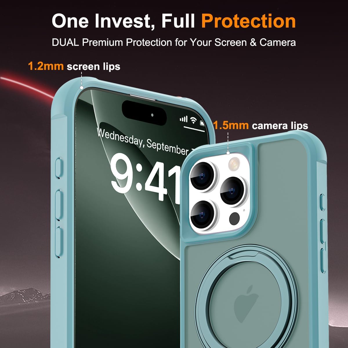 Thumbnail 6 de TOKVANZ iPhone 16 Pro Case with 360° Rotatable Magnetic Ring Stand