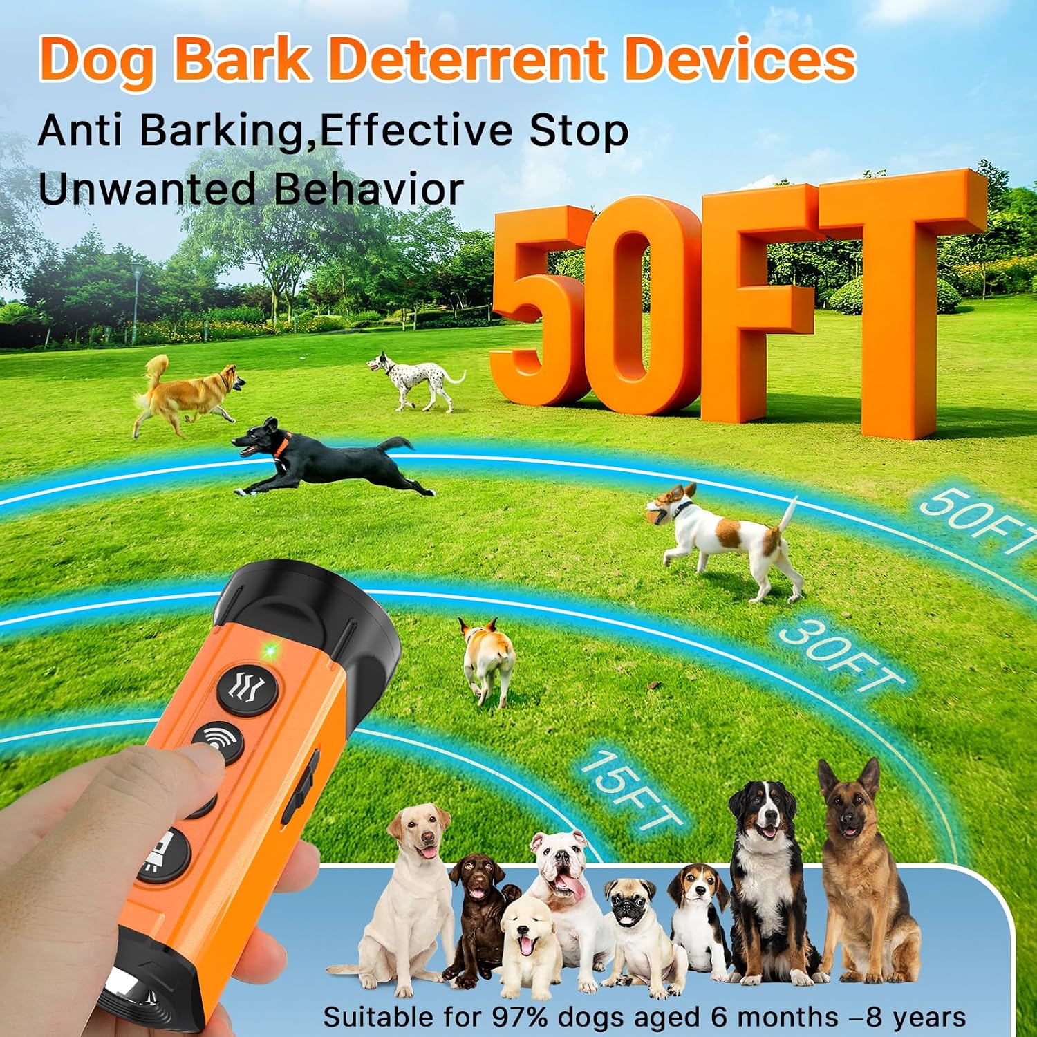 Detalle 2 de Gomehone Ultrasonic Dog Bark Deterrent, 50FT Range