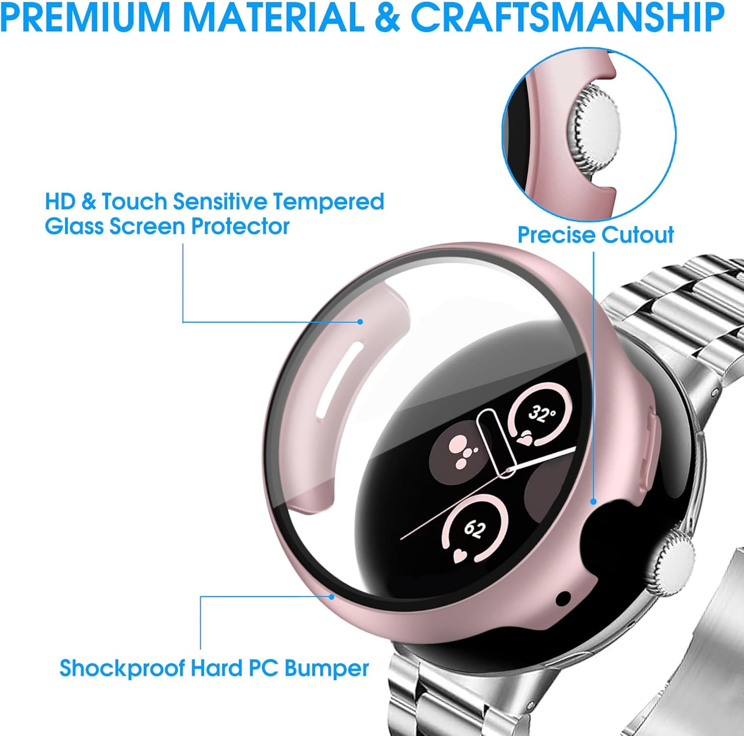 Thumbnail 1 de Tiorecime 10-Pack Case for Google Pixel Watch 3/2/1 (41mm) with Tempered Glass Screen Protector