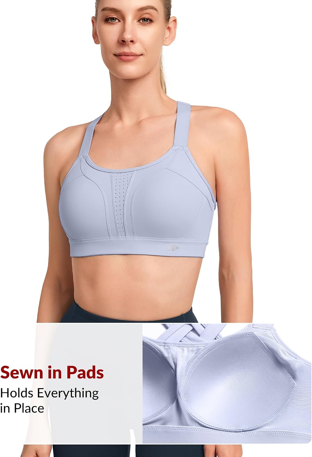 Detalle de Yvette Sports Bra High Impact Adjustable Criss Cross Back with Full Support for Large Bust
