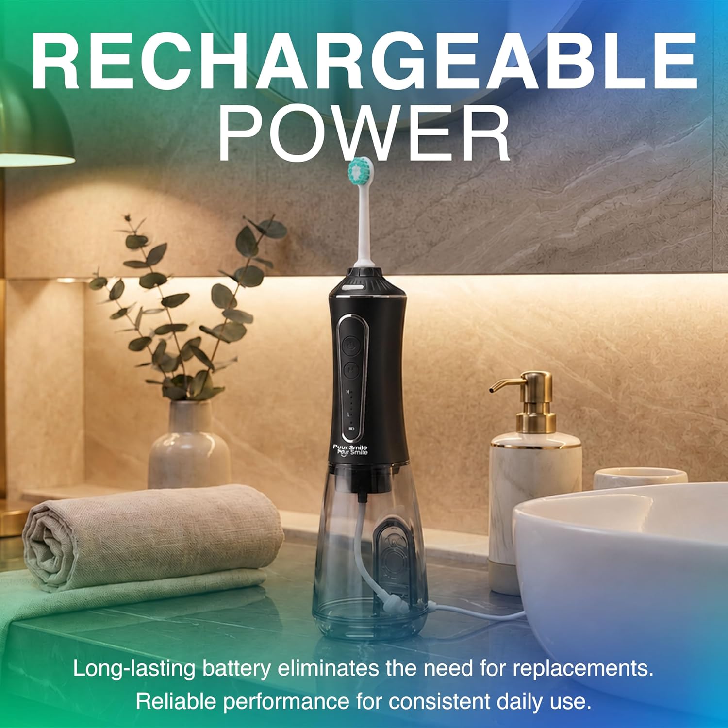 Detalle de Portable Water Flosser Cordless by Puur Smile: Advanced Dental Care in a Travel-Friendly Package
