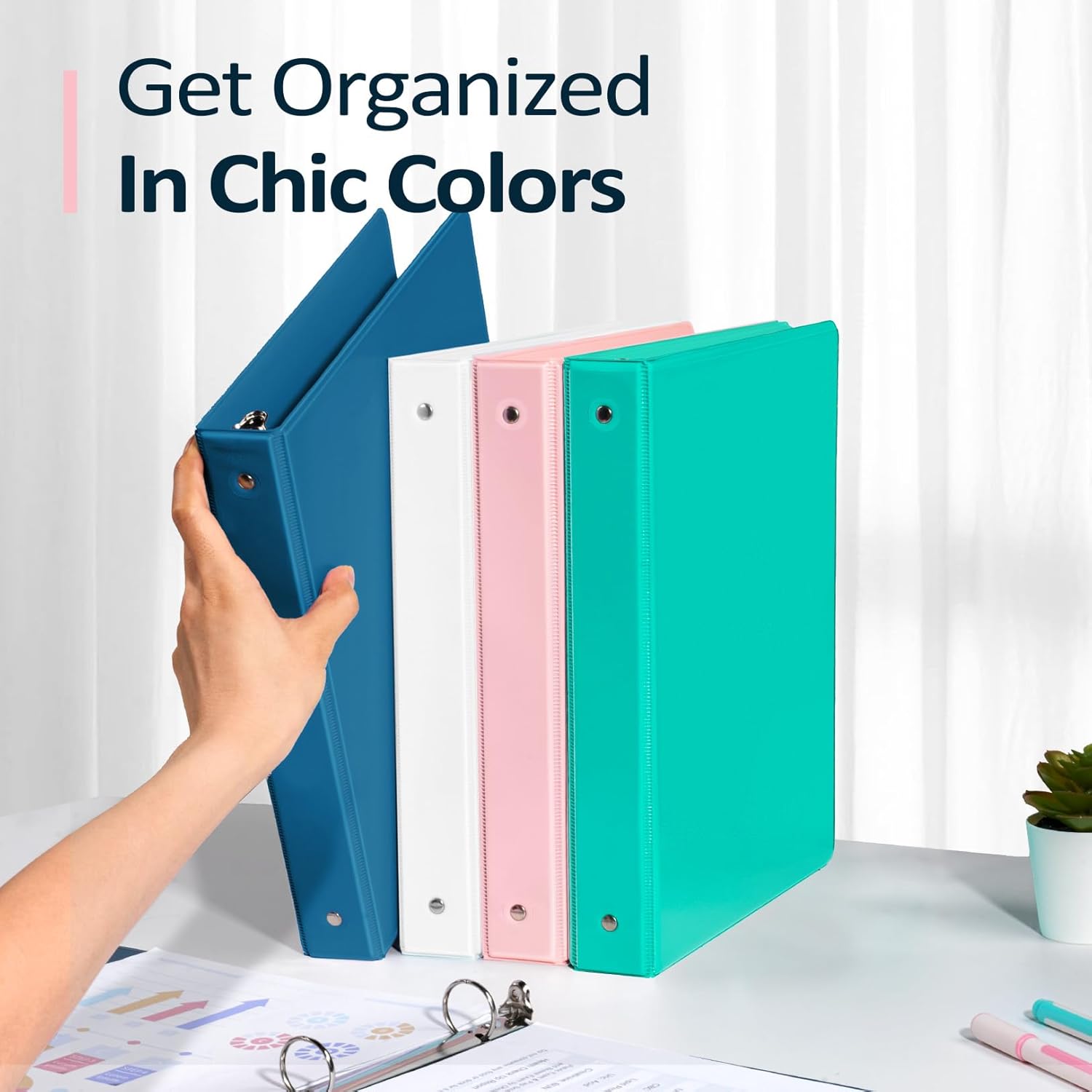 Thumbnail 6 de Sooez BinderX SZA1601-10401A 1-Inch 3-Ring Binder, Navy Blue, PVC-Free