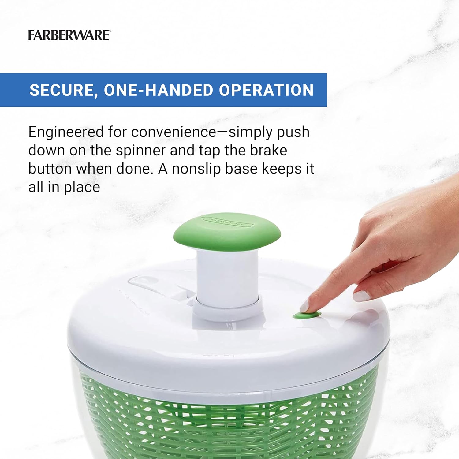 Thumbnail 3 de Farberware Easy to Use Pro Pump Spinner Salad Spinner with Bowl, Colander & Built-In Draining System, 6.6 Quart (Green)