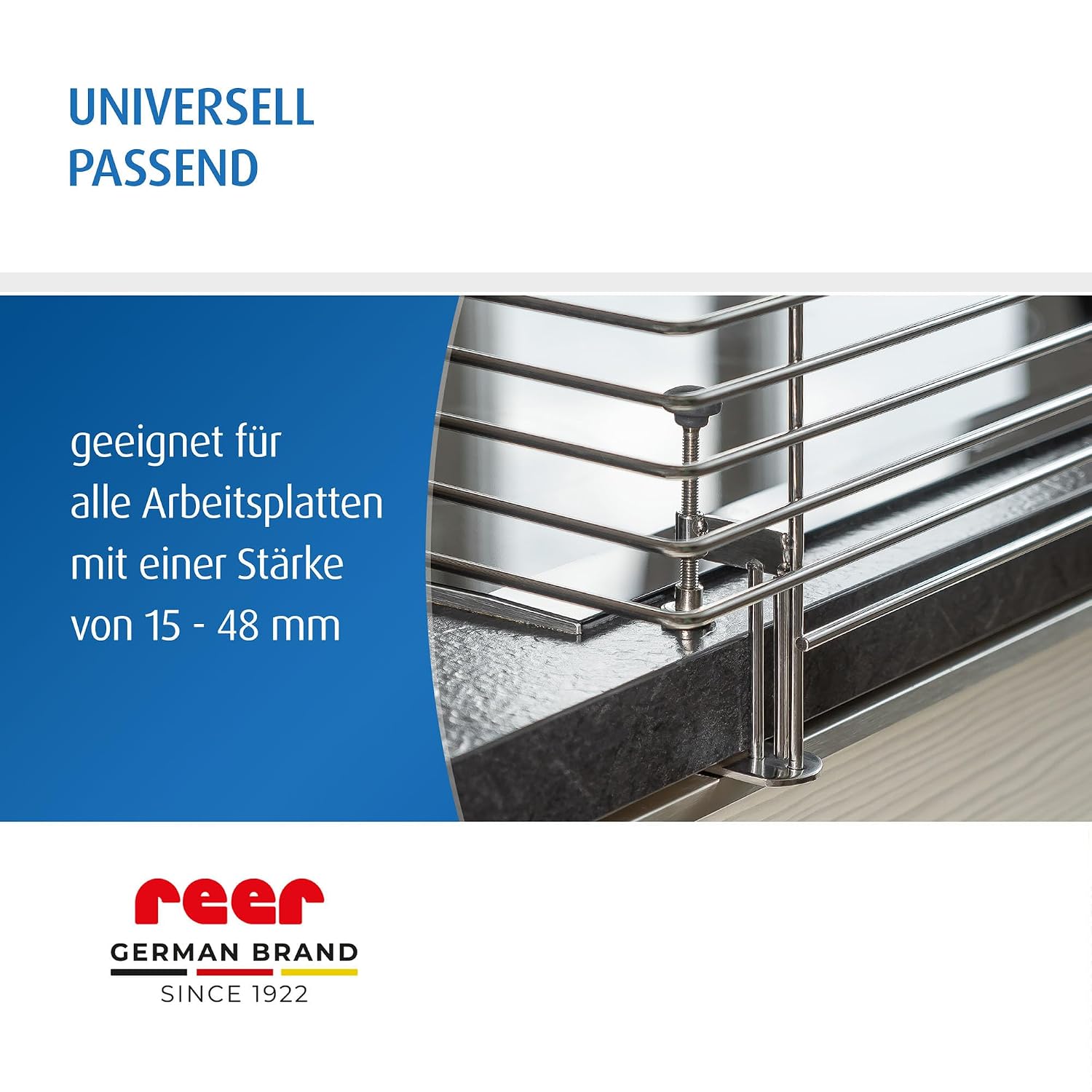 Detalle de reer CLASSIC Herdschutzgitter aus Edelstahl (65 cm) – stabile Kindersicherung für Ceran & Induktion