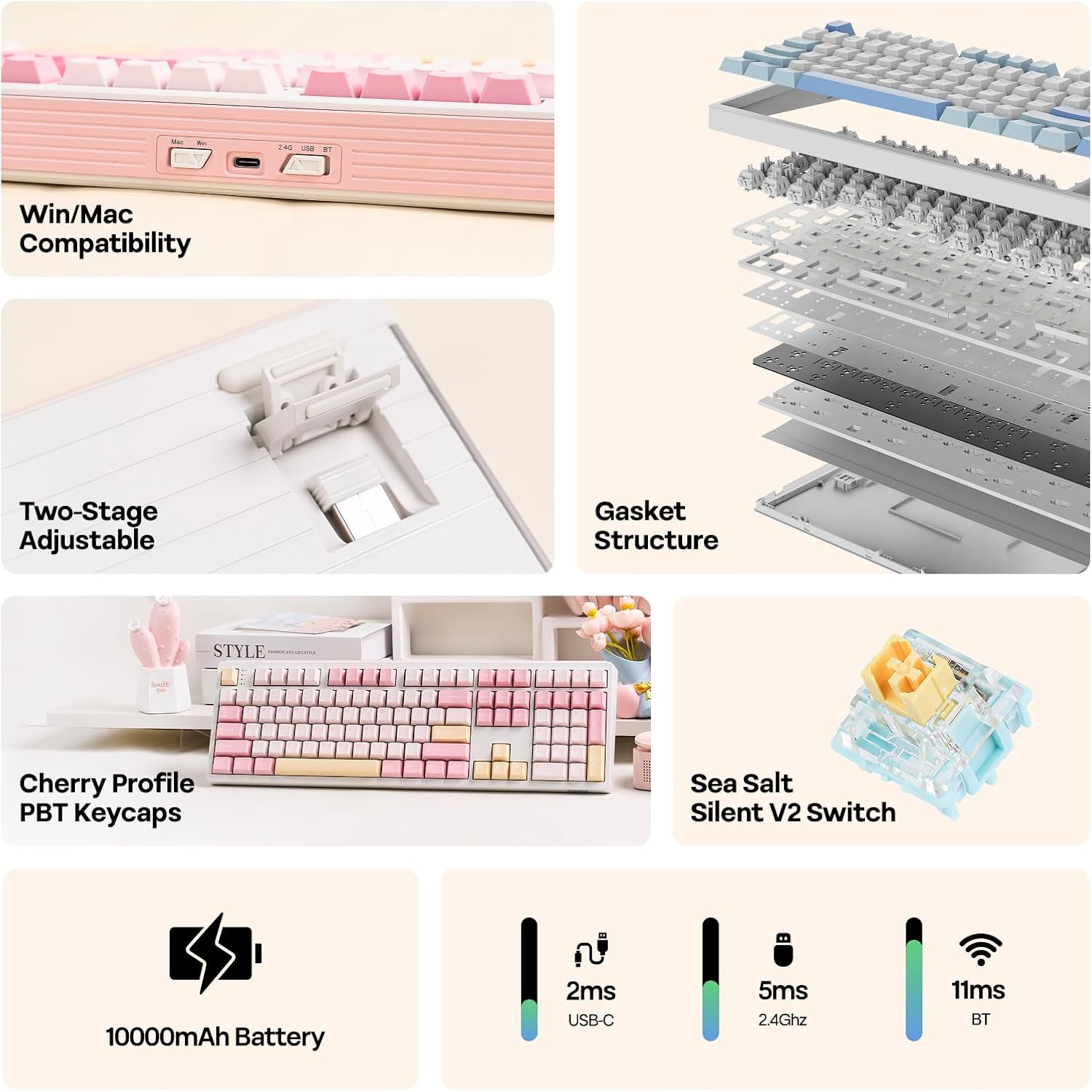 Thumbnail 2 de EPOMAKER TH108 Full Size Mechanical Keyboard (Wireless, Hot-Swap, 108 Keys) with 8000mAh Battery and RGB