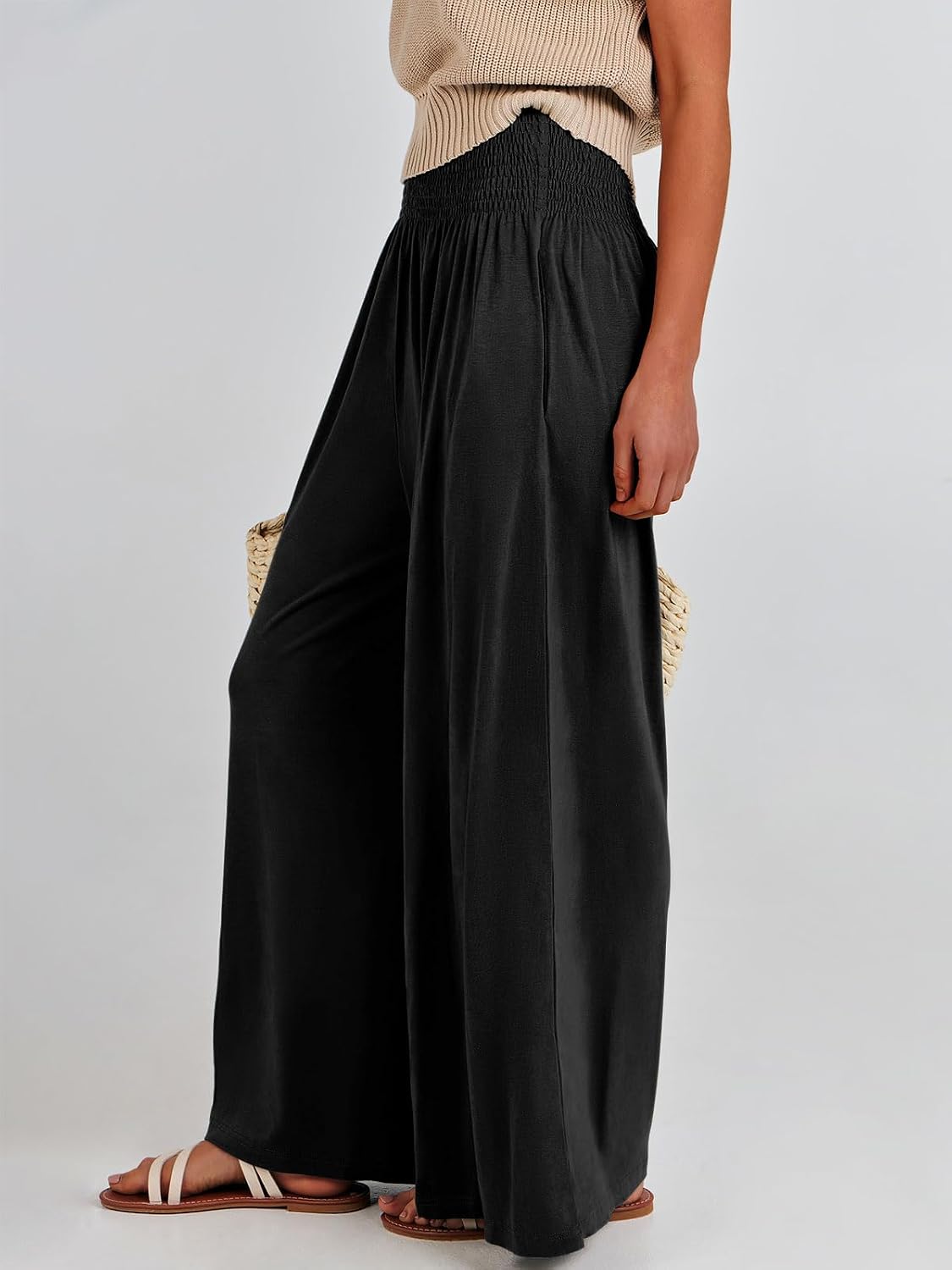 Detalle 2 de ANRABESS Women Palazzo Pants Wide Leg Casual Lounge Pants