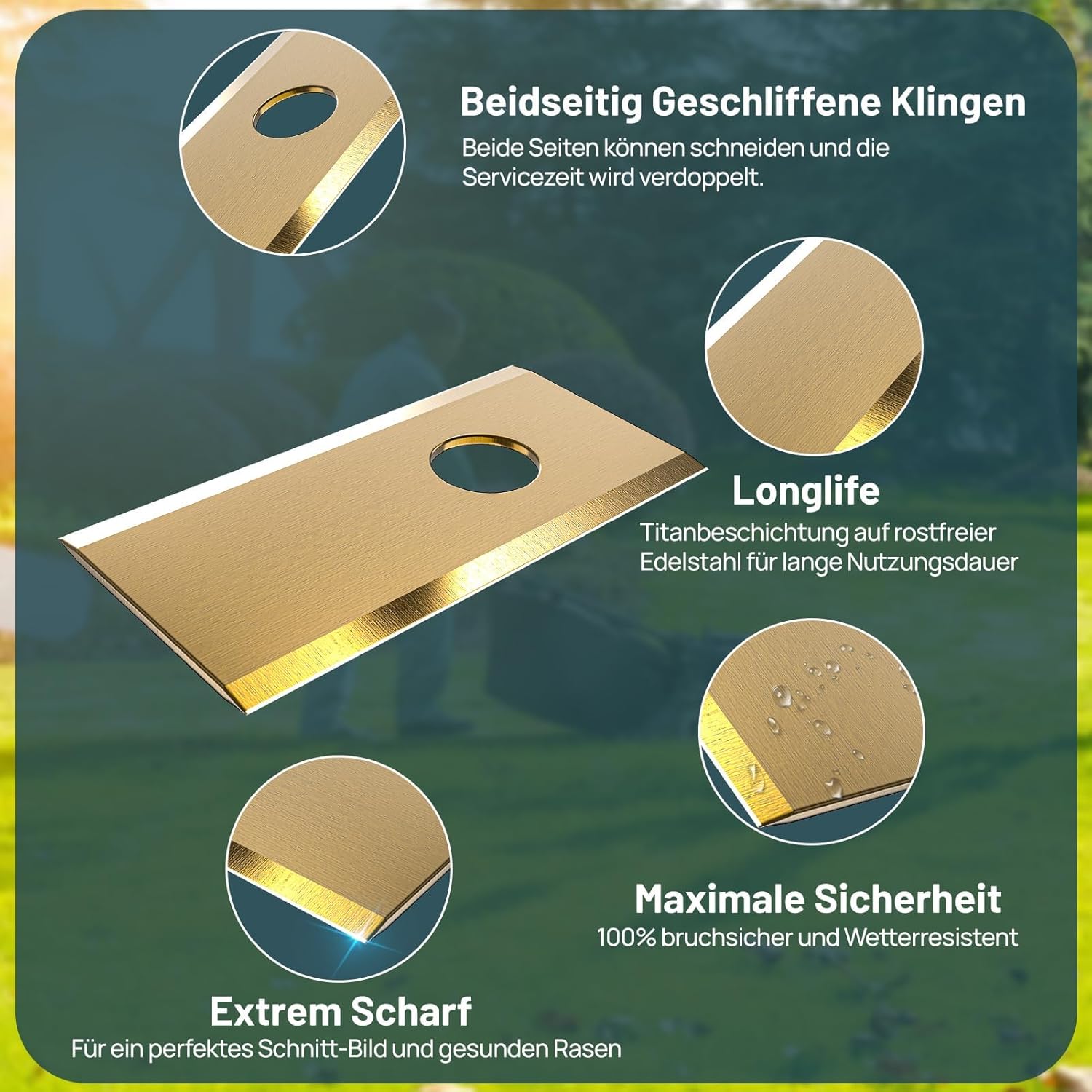 Detalle de HAUSPROFI Titan Ersatzklingen 30x für Eufy Mähroboter E15 & E18 – 60% längere Haltbarkeit, inkl. Schrauben & Box