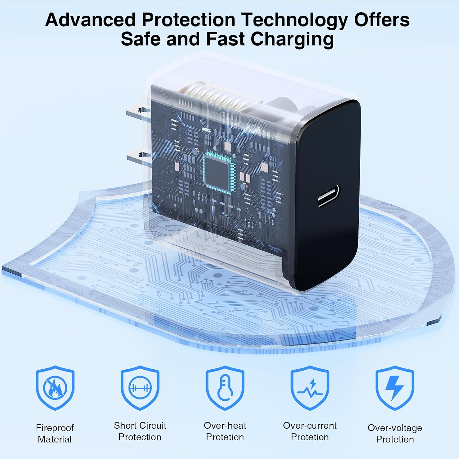 Detalle de QZIIW 60W USB-C Fast Charger Block with 3 Pack + Ultra-Long Cables: Practical, Travel-Ready Power