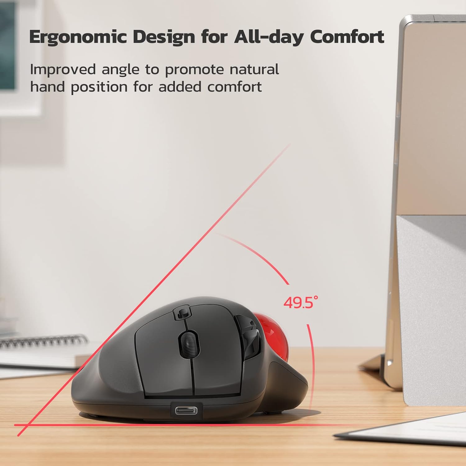 Thumbnail 2 de Nulea M501 kabellose Trackball-Maus mit 3-Geräte-Verbindung (Bluetooth oder 2,4G) und wiederaufladbarem Akku