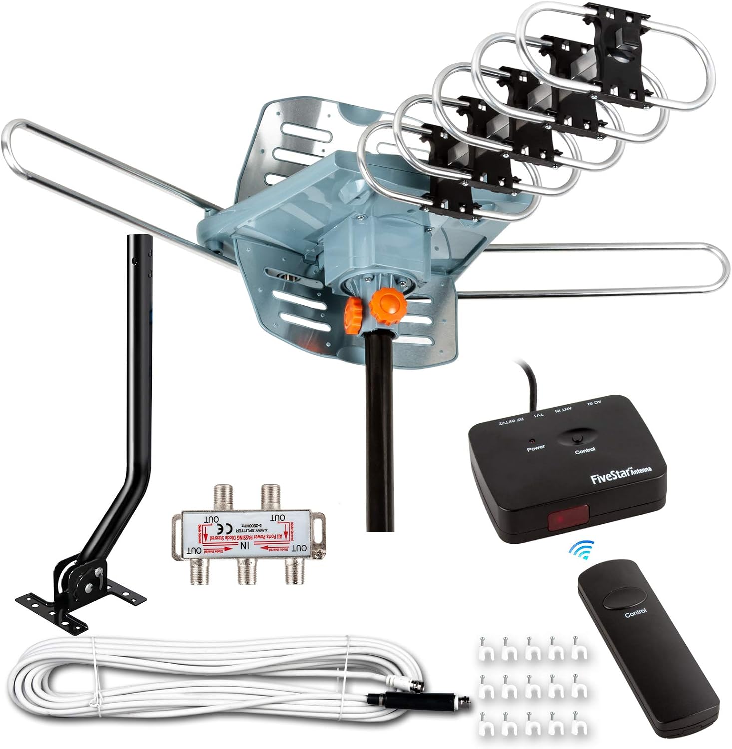 Detalle de Five Star Amplified Outdoor HDTV Antenna with Remote, 150-Mile Range for 5 TVs