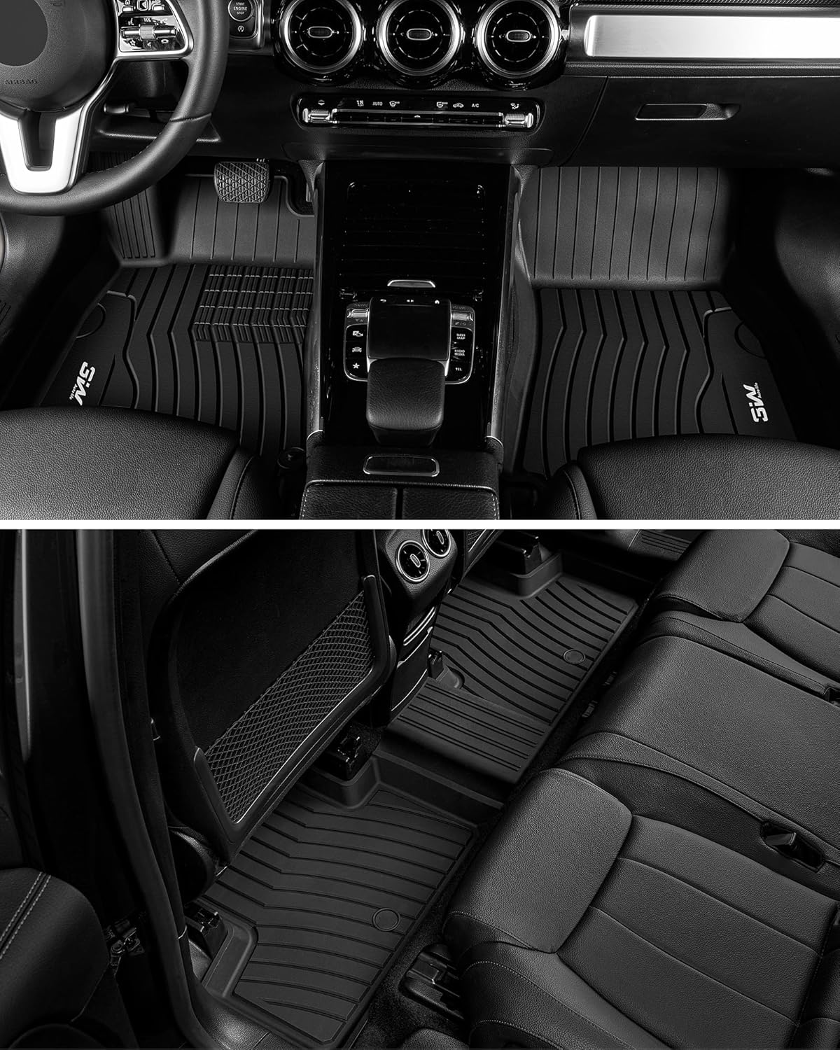 Detalle de 3W All-Weather Custom Floor Mats for Mercedes GLB (2020–2026) – 1st & 2nd Row, Black