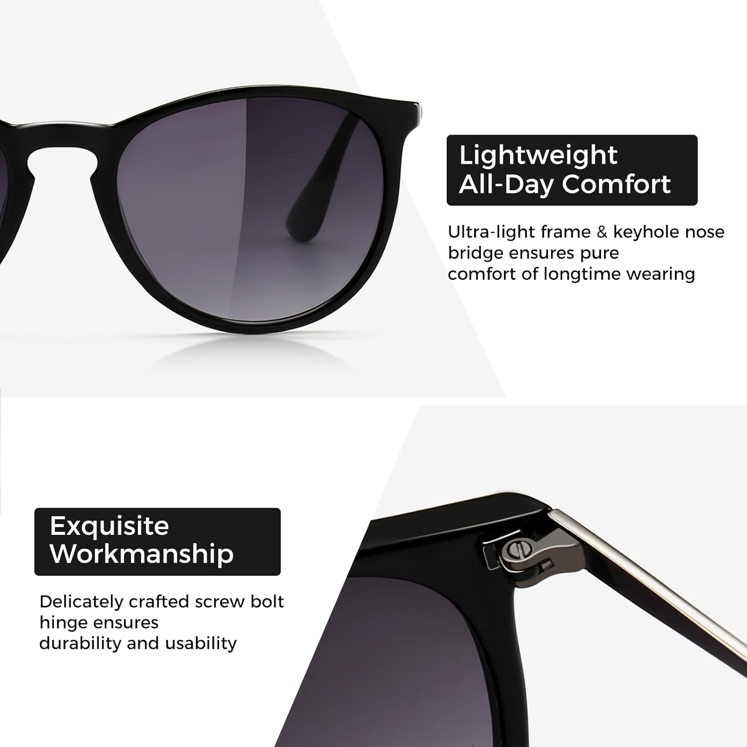 Thumbnail 2 de SUNGAIT Vintage Runde Damen Sonnenbrille – UV400 Schutz, TR90 Rahmen, Retro Design